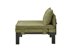Canapé 2 places, avec fonction couchage, avec ports usb, avec coussins, en velours, coloris vert, l176 x p82 x h79 cm, gain de place