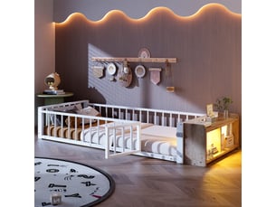 Lit simple 90x200 cm <strong>MERAX</strong>  <strong>lit enfant blanc</strong> coloris blanc