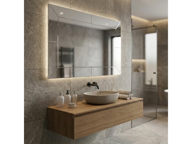 Miroir de salle de bain mural en verre gravé 90x70 display  - Conforama B