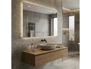 Miroir de salle de bain mural en verre gravé 90x70 display