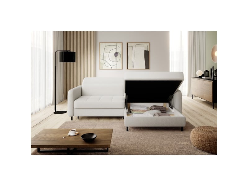 Canapé d'angle collection goumsi coloris blanc alpin - Conforama D