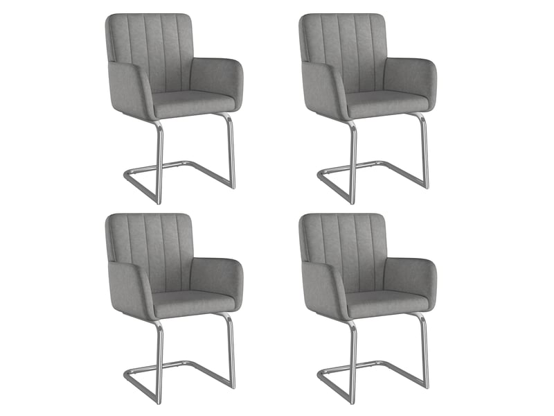  Lot de 4 chaises salle à manger empilables à dossier ergonomique  - métal, simili cuir gris 56×57×86 cm  - Conforama A