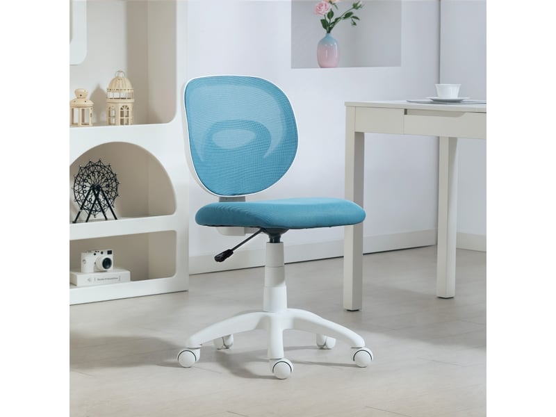  Chaise de bureau ergonomique pivotante 360° à hauteur réglable - lpospi - dossier en c respirant, plastique - bleu  - Conforama B