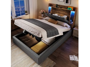 Lit coffre 90x200 cm <strong>MODENUIT </strong>  <strong></strong> coloris gris