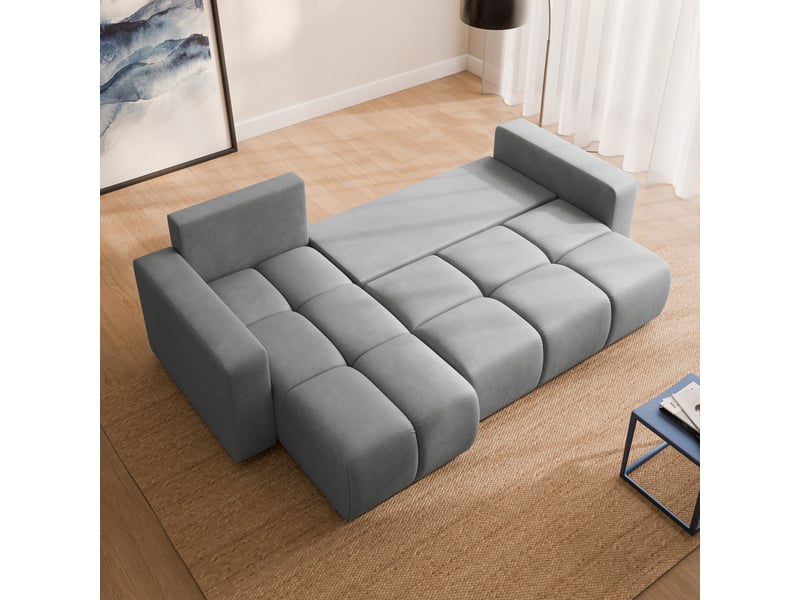  Canapé d'angle ramil, tissu peluche gris clair  - Conforama D