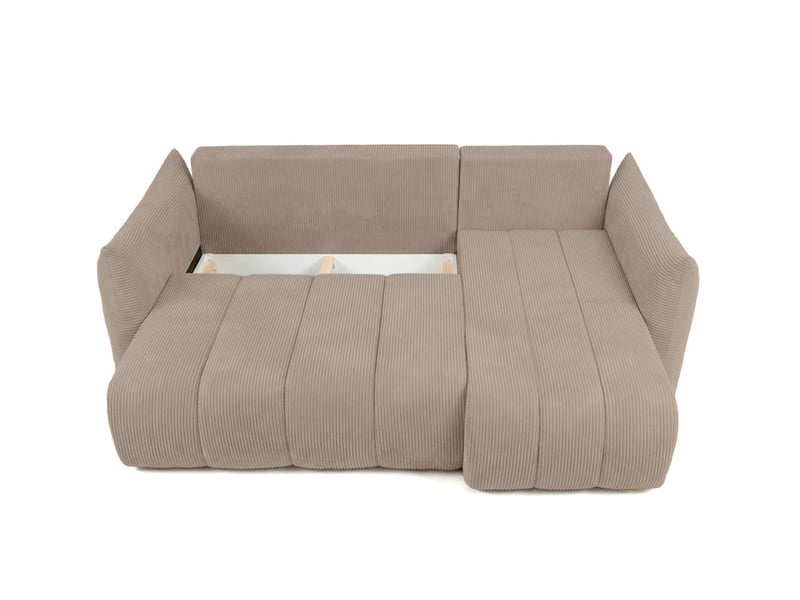  Canapé d'angle lysia mini réversible et convertible en velours côtelé - taupe LYSIA - Conforama C