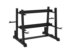 Rack de rangement pour haltères en acier 131x75x80 cm – noir – 3 niveaux, charge jusqu'à 200 kg