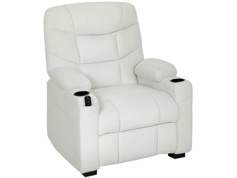  Fauteuil relax électrique, fauteuil inclinable, port usb, repose-pieds, porte-gobelets, 94 x 90 x 105 cm, crème  - Conforama B