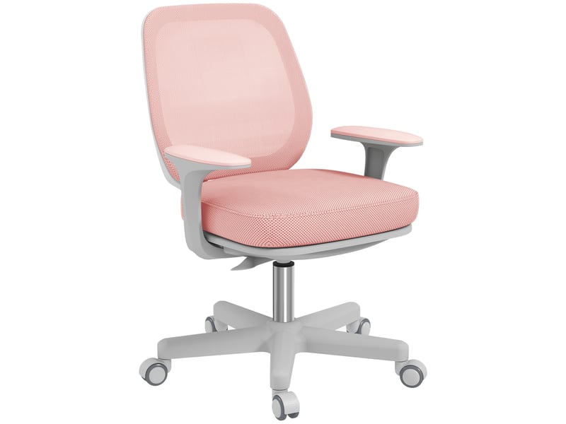  Fauteuil de bureau ergonomique, chaise bureau, tissu en maille (100% polyester), 55x48x94.5cm, rose  - Conforama B