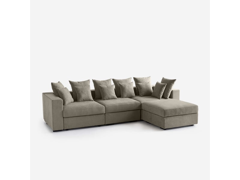 Canapé modulaire déhoussable made in italy avec pouf et coussins cortina a - taupe - Conforama D