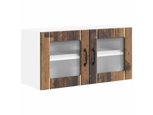 Meuble mural de cuisine, cabinet en verre mural bois ancien 80x31x40cm shl8384