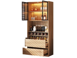 Vitrine 80x40x180 cm avec portes vitrées et éclairage led mdf naturel