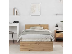 Lit adulte, lit simple, cadre de lit avec tête de lit chêne artisanal 203x104x70cm cf2531