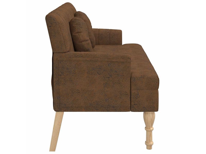  Banc salon, banc interieur avec coussins marron 113x64,5x75,5 cm similicuir daim  - Conforama D