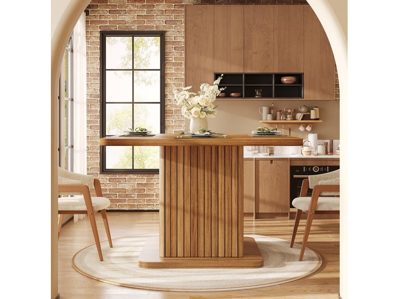 Table à manger carrée 80x80x76 cm avec rangement intégré en mdf couleur bois foncé, design naturel - Conforama E