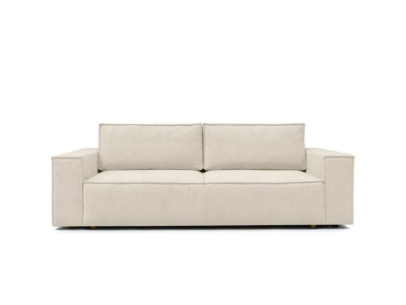 Canapé convertible 3 places avec coffre de rangement en tissu chenille beige foncé - harper Harper - Conforama A