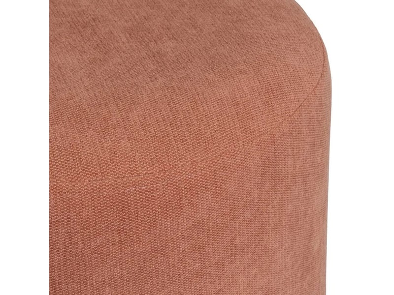  Pouf rond rembourré en chenille avec piètement en bois, coloris orange - diamètre 40 x hauteur 45 cm  - Conforama C
