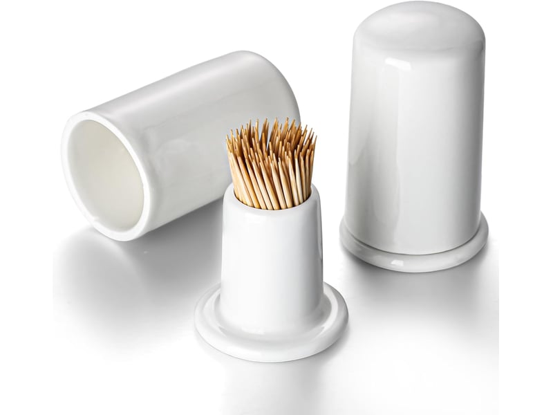  Lot de 2 porte-cure-dents en céramique avec couvercle (blanc) No Commercial reference - Conforama A
