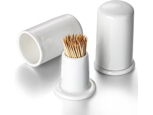 Lot de 2 porte-cure-dents en céramique avec couvercle (blanc)