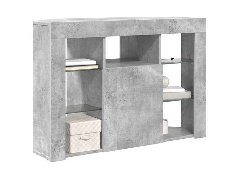 Meuble tv led d'angle 100x40x68cm gris béton bois d'ingénierie - Conforama C