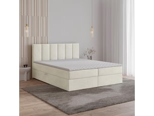 Lit avec rangement 180x200 cm <strong>MASSENO</strong> <strong></strong> coloris beige