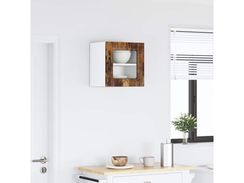  Meuble mural de cuisine, cabinet en verre mural chêne fumé 40x31x40cm shl3426  - Conforama B