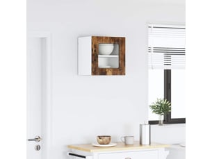 Meuble mural de cuisine, cabinet en verre mural chêne fumé 40x31x40cm shl3426