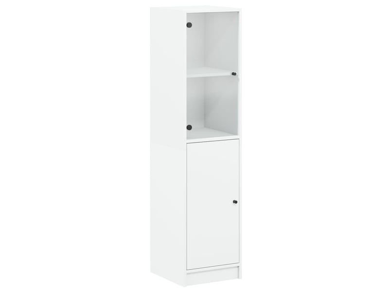  Buffet - bahut - meuble de rangement avec porte en verre blanc 35x37x142 cm  - Conforama A