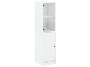 Buffet - bahut - meuble de rangement avec porte en verre blanc 35x37x142 cm