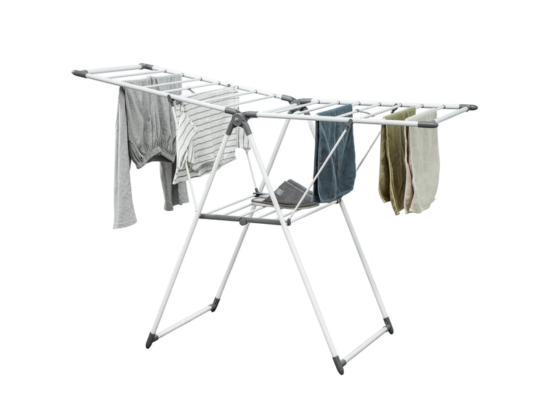  Étendoir à linge à 2 niveaux, réglable sur 4 hauteurs, en métal et plastique, 156,5 x 61,5 x 97 cm, blanc  - Conforama A