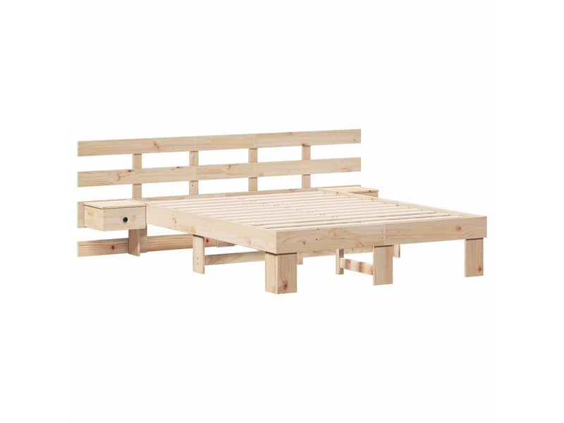  Lit double- lit adulte -  cadre de lit avec tête de lit marron 120 x 190 cm pin massif  - Conforama C