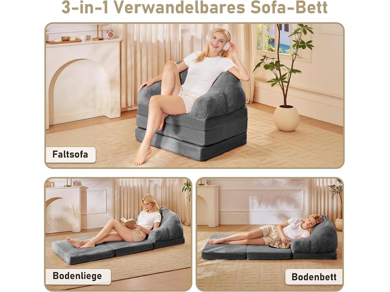 Banquette-lit bz avec couchage régulier, 88 cm, gris - Conforama D