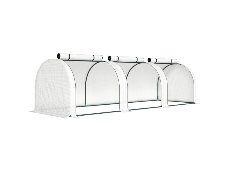  Serre tunnel 295x100x80 cm 3 fenêtres zippées cadre en acier blanc  - Conforama A