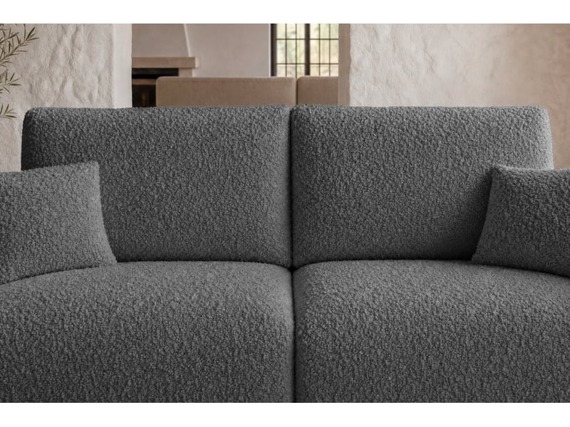  Elio mini - canapé droit convertible tissu bouclette 2 places gris  - Conforama E