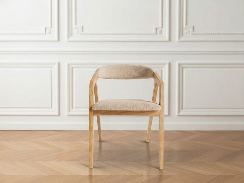  Bobochic lot de 2 chaises en bois de chêne prisca tissu bouclette beige PRISCA - Conforama C