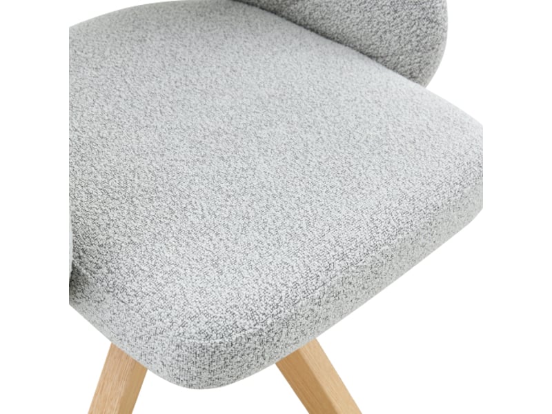  Ensemble 2 chaises pivotantes rétro velours gris clair, pieds bois massif, dossier arrondi 360° - salle à manger  - Conforama E