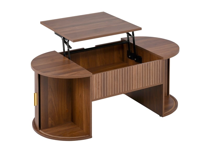  Ensemble de salon 2 pièces avec table basse relevable et meuble tv, finition noyer  - Conforama A