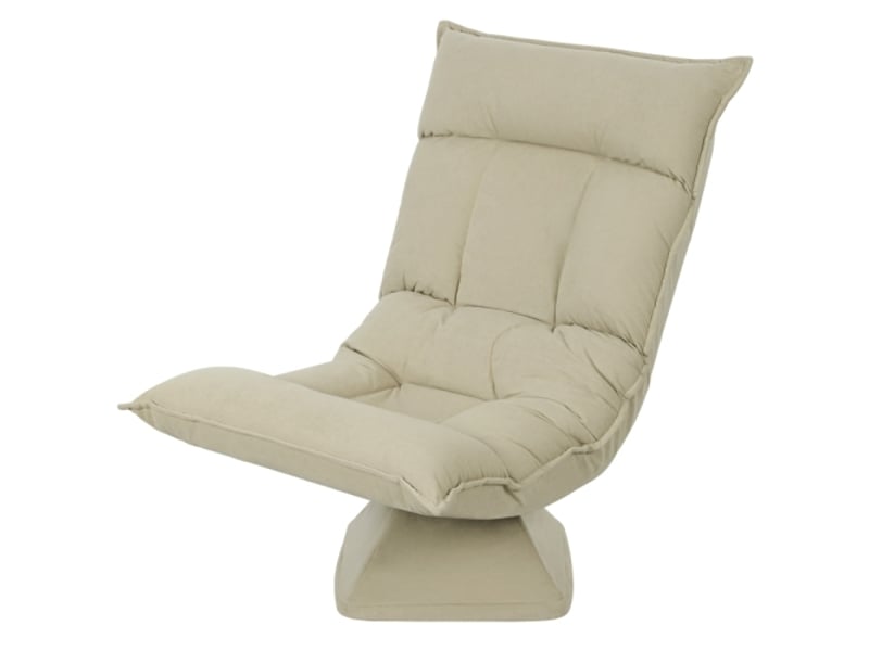  Fauteuil de sol pivotant 360° beige, dossier réglable 5 positions, pliable et rembourré  - Conforama A