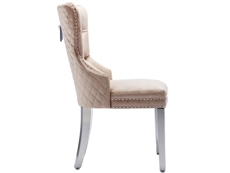  Lot de 4 chaises de salle à manger,53x62,5x94,5 cm,velours,beige  - Conforama D