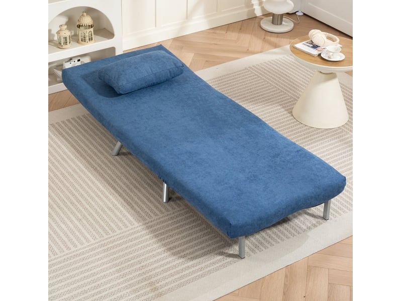  Fauteuil convertible 80x75x83 cm clic-clac tissu métal bleu  - Conforama B