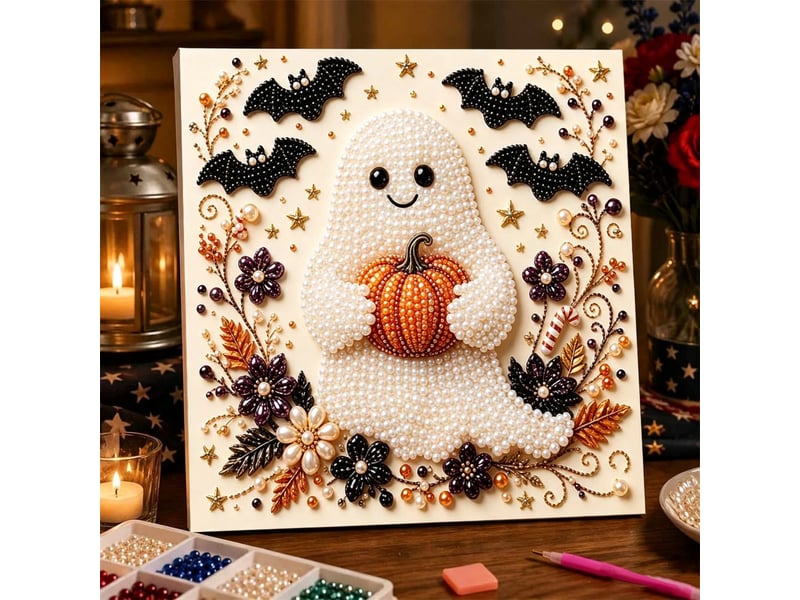  Kit diy peinture diamant fantôme mignon, 3d perles – 30x40cm, activité manuelle et déco  - Conforama B