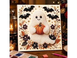 Kit diy peinture diamant fantôme mignon, 3d perles – 30x40cm, activité manuelle et déco