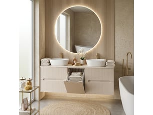 Ensemble salle de bain avec panier à linge novo l.160 cm cachemire mat