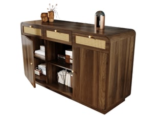 Buffet 2 porte(s) 3 tiroir(s) LPOSPI - 120 cm coloris bois foncé