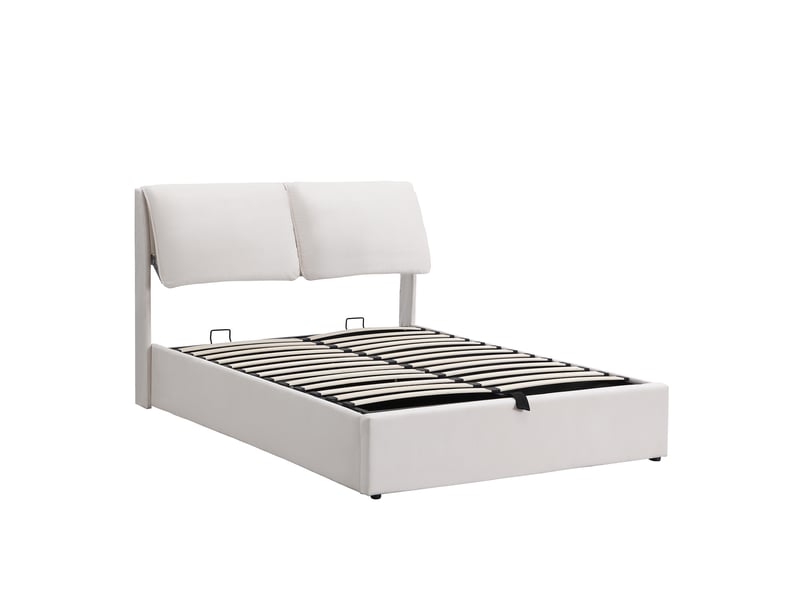 Lit en velours beige 140 x 200 cm  - Conforama A