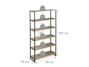 Etagère sur pieds industrielle 180 x 95 x 30 cm polyvalente design moderne rangement en pb noir 13_0004754