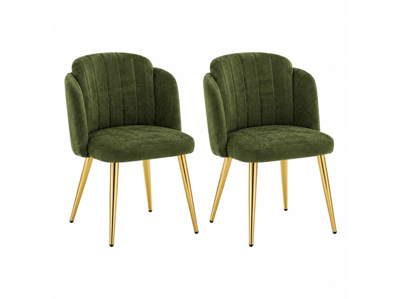  Lot de 2 chaises de salle à manger 58,5 × 62 × 78 cm en polyester et fer avec patins réglables vert chicfurn  - Conforama A