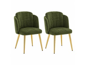 Lot de 2 chaises de salle à manger 58,5 × 62 × 78 cm en polyester et fer avec patins réglables vert chicfurn