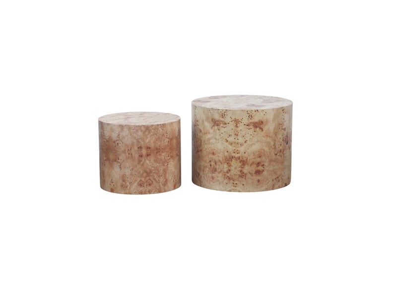  Tables basses gigognes ulevr rondes lot de 2, ø 48 et ø 38 cm, mdf plaqué loupe de bois naturel  - Conforama A