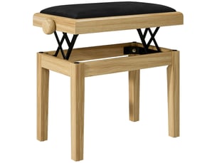 Banc de piano, tabouret piano réglable en hauteur 45-56 cm, banc de clavier, siège rembourré en velours, bois naturel